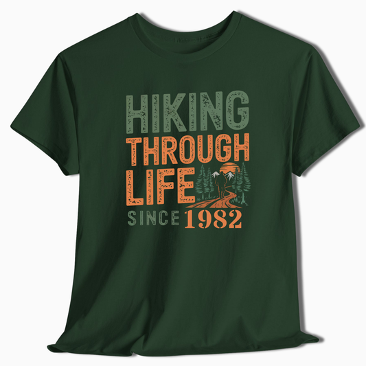Personalized Hiking Through Life Since T-Shirt - Custom Outdoor Tee - t107a25