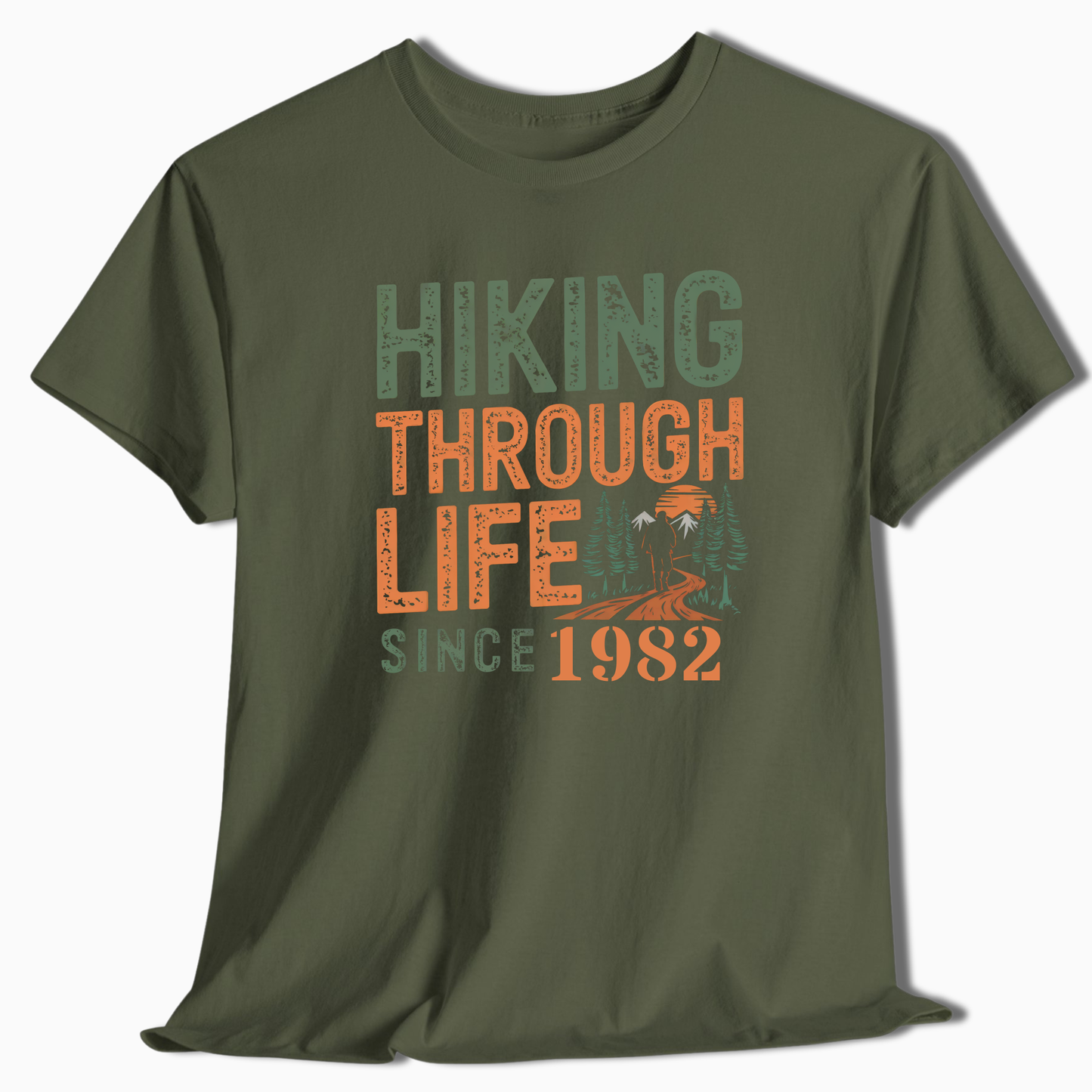 Personalized Hiking Through Life Since T-Shirt - Custom Outdoor Tee - t107a25