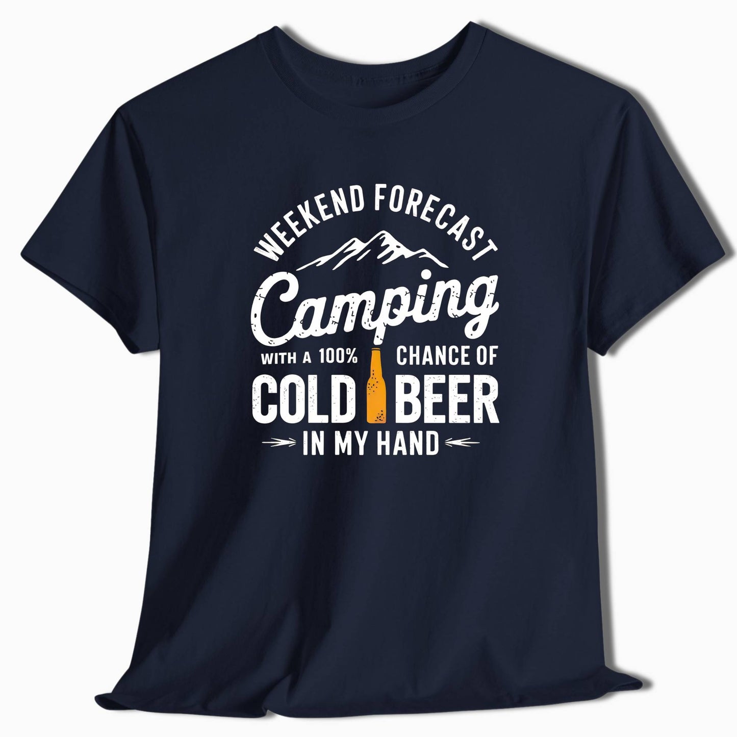 Camping T-Shirt Weekend Forecast Cold Beer - t124a25