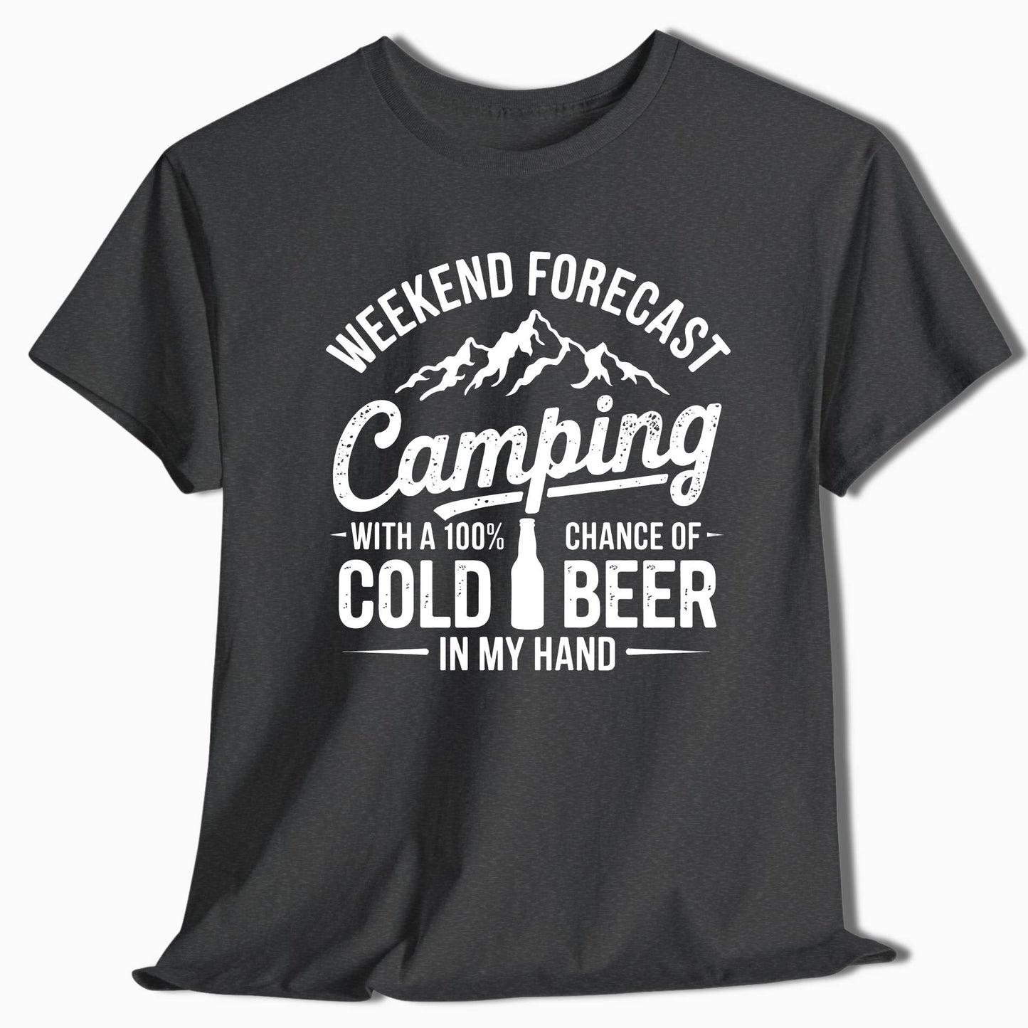 Camping T-Shirt Weekend Forecast Cold Beer - t125a25