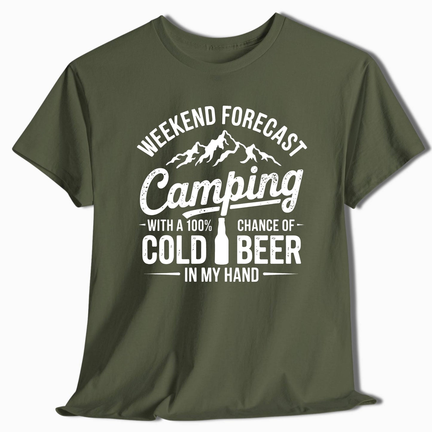 Camping T-Shirt Weekend Forecast Cold Beer - t125a25