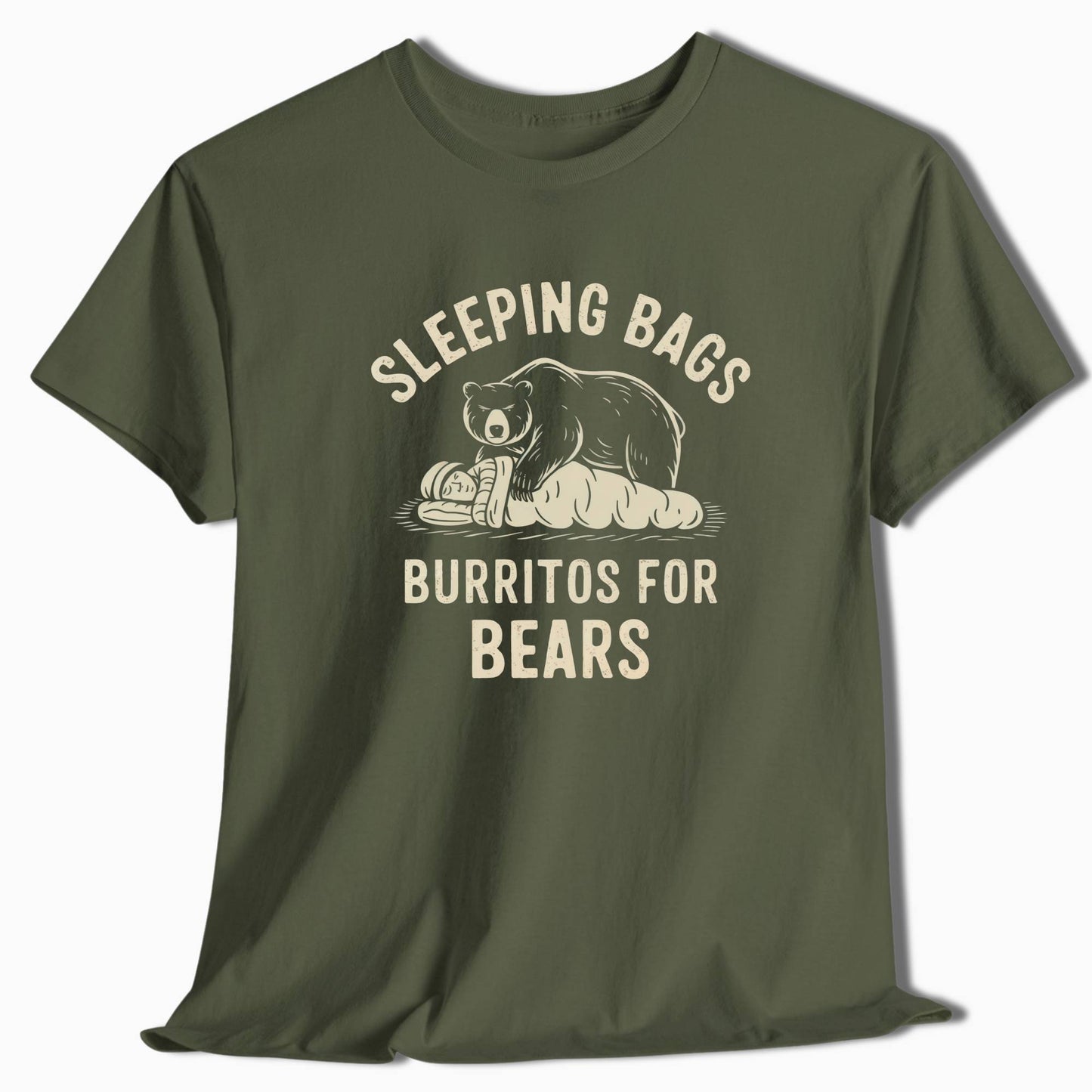 Camping T-Shirt Sleeping Bags Burritos for Bears - t130a25