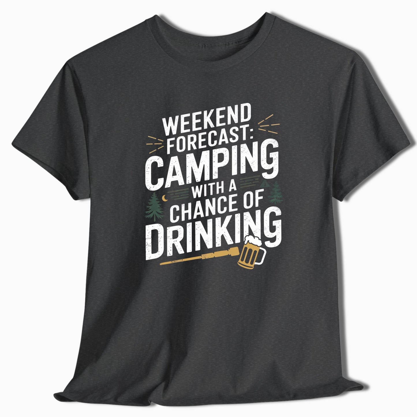 Camping T-Shirt Weekend Forecast Camping Drinking - t137a25