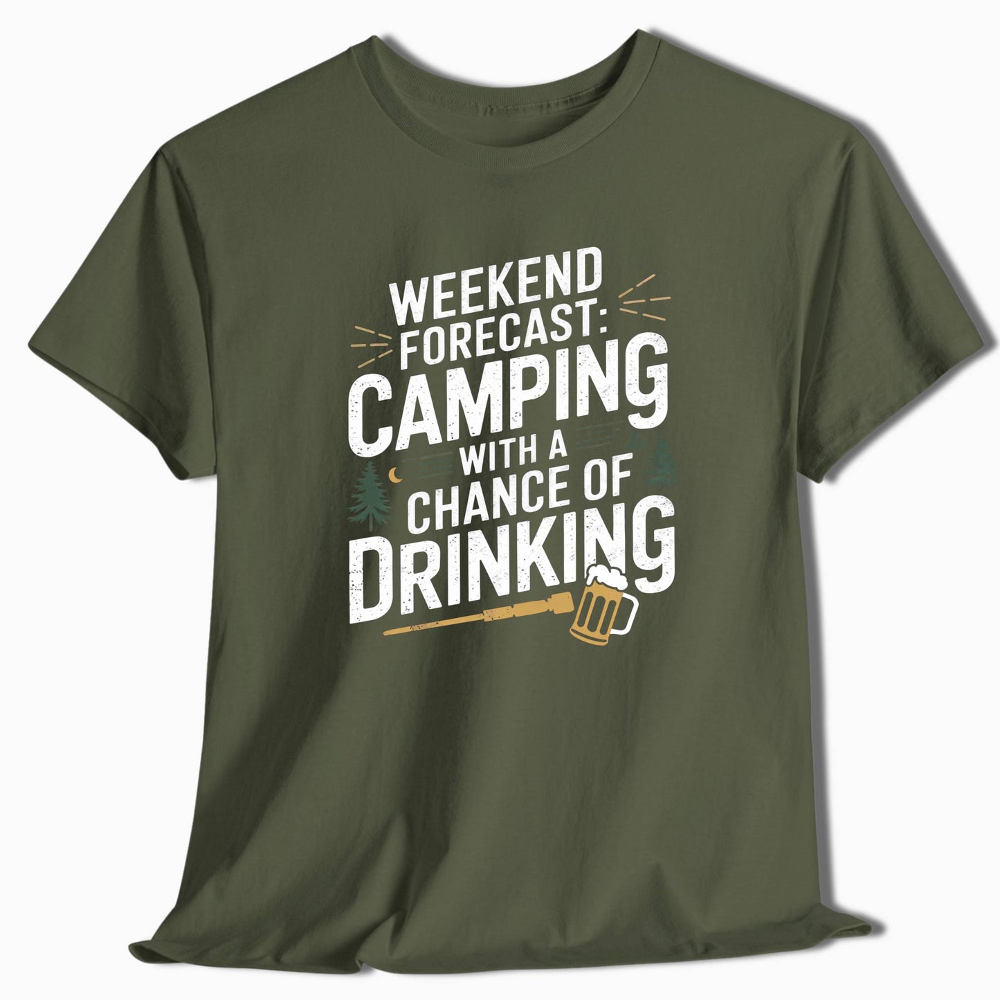 Camping T-Shirt Weekend Forecast Camping Drinking - t137a25