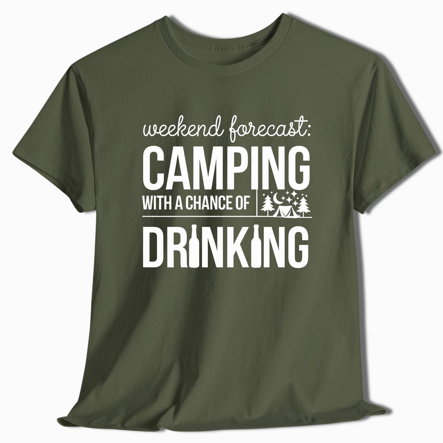 Camping T-Shirt Weekend Forecast Camping Drinking - t138a25