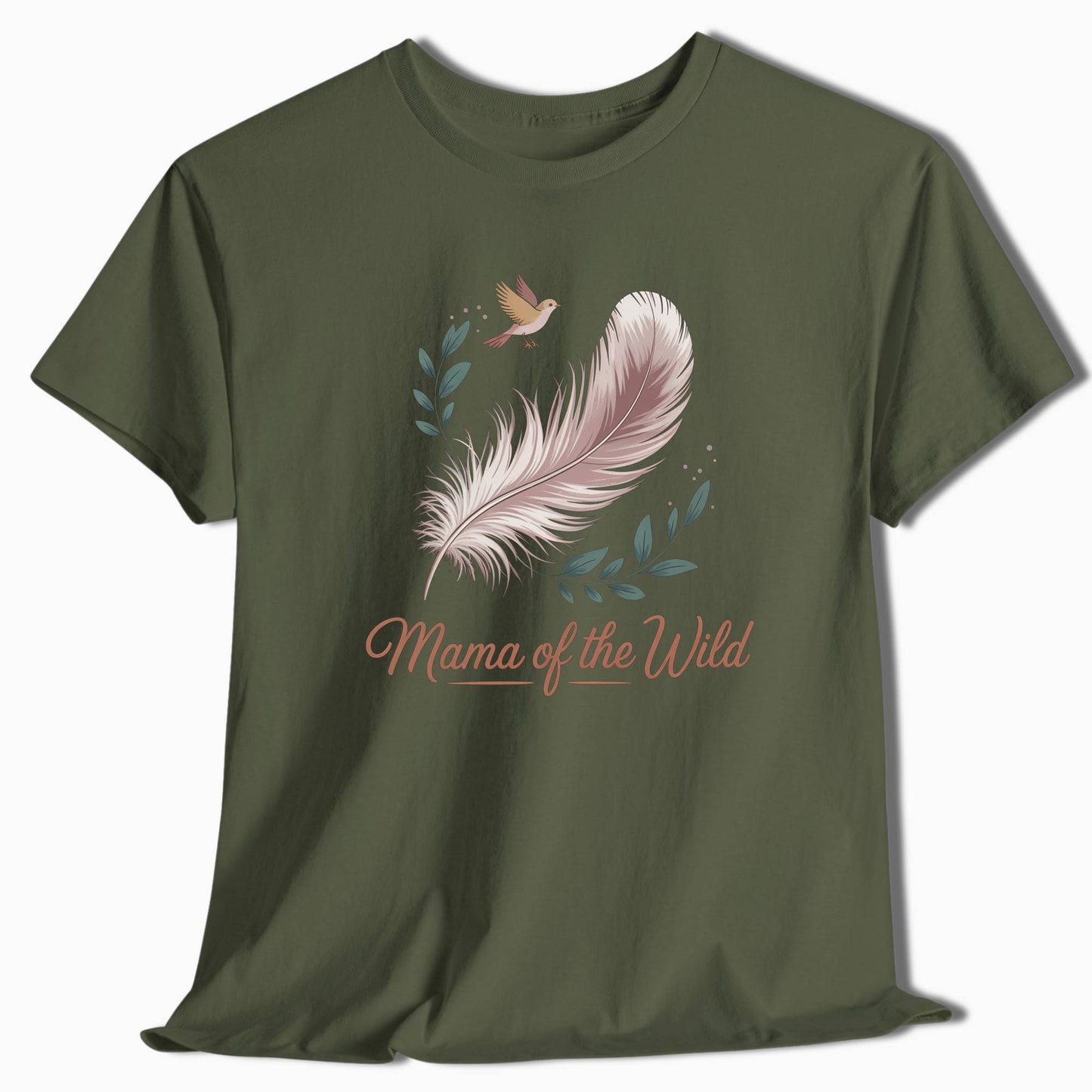 Camping T-Shirt Mama of the Wild Boho Feather - t143a25