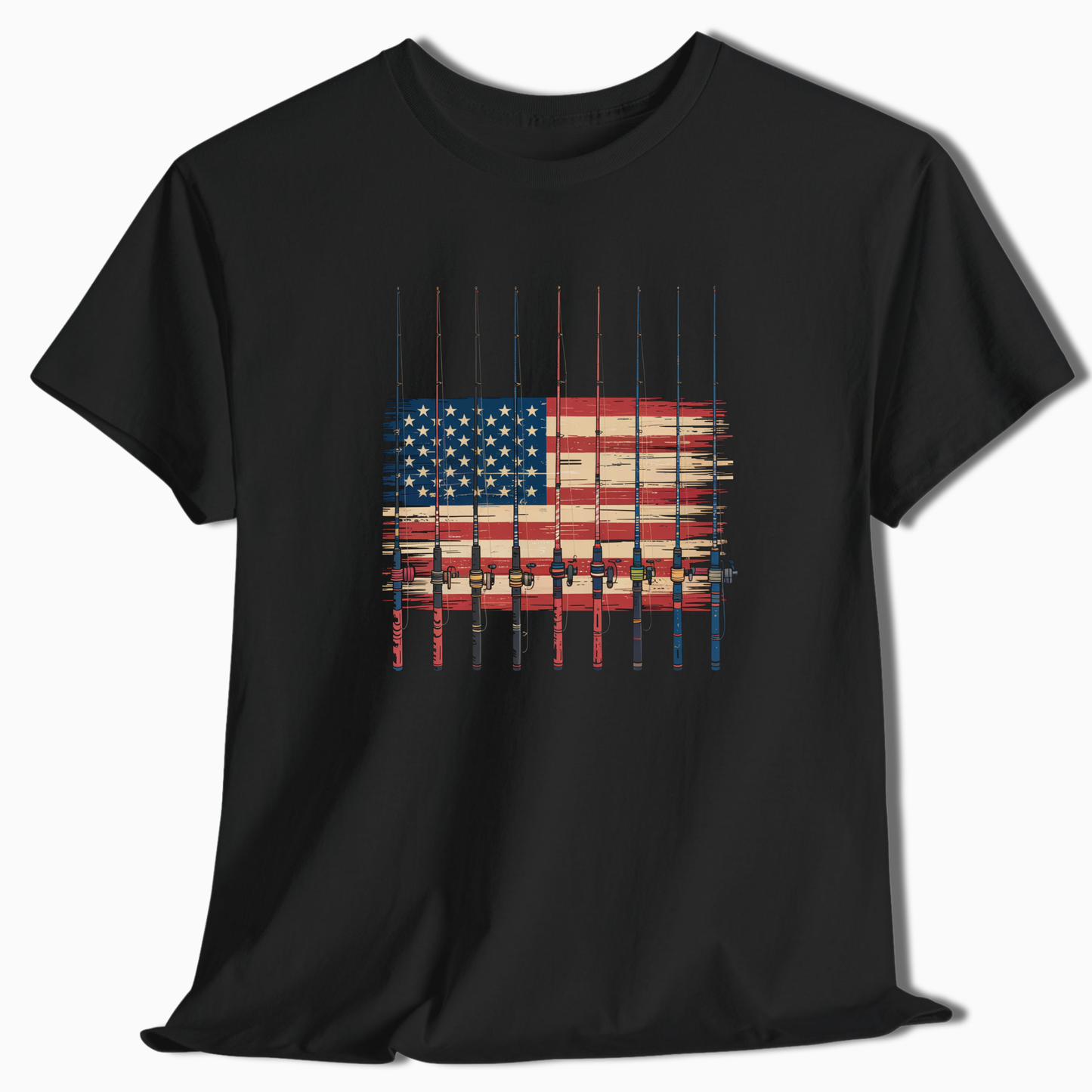 Distressed American Flag Fishing T-Shirt - t210a25