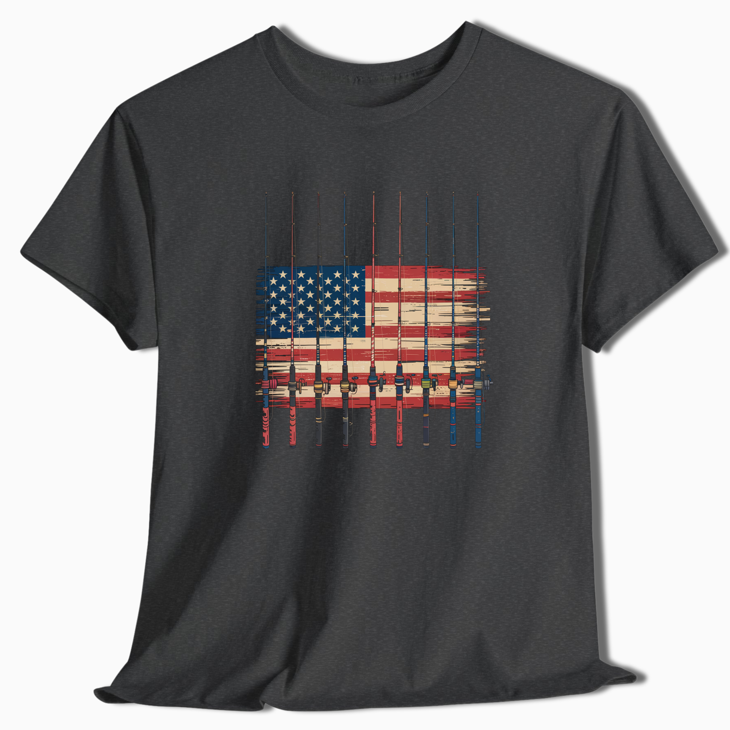 Distressed American Flag Fishing T-Shirt - t210a25