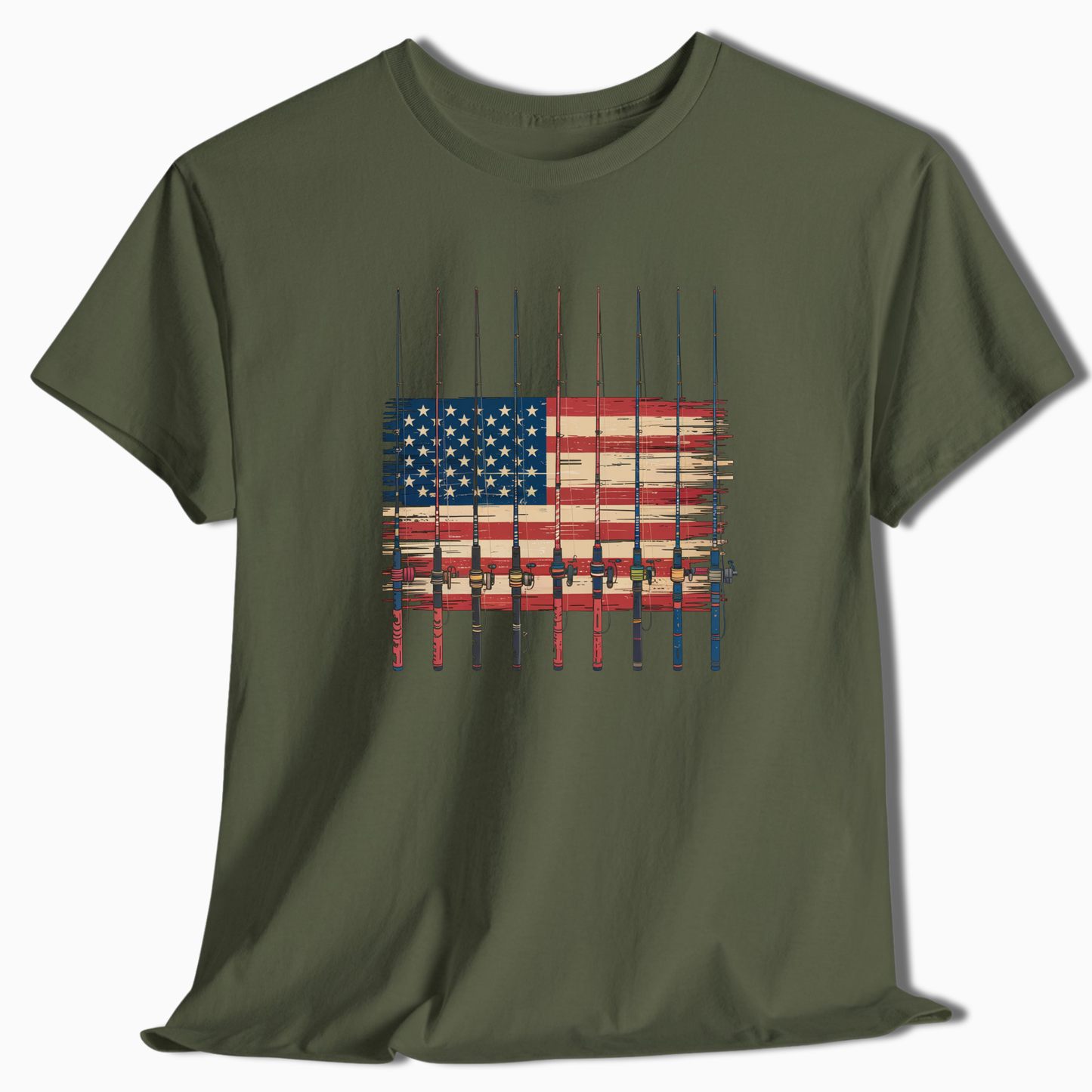 Distressed American Flag Fishing T-Shirt - t210a25
