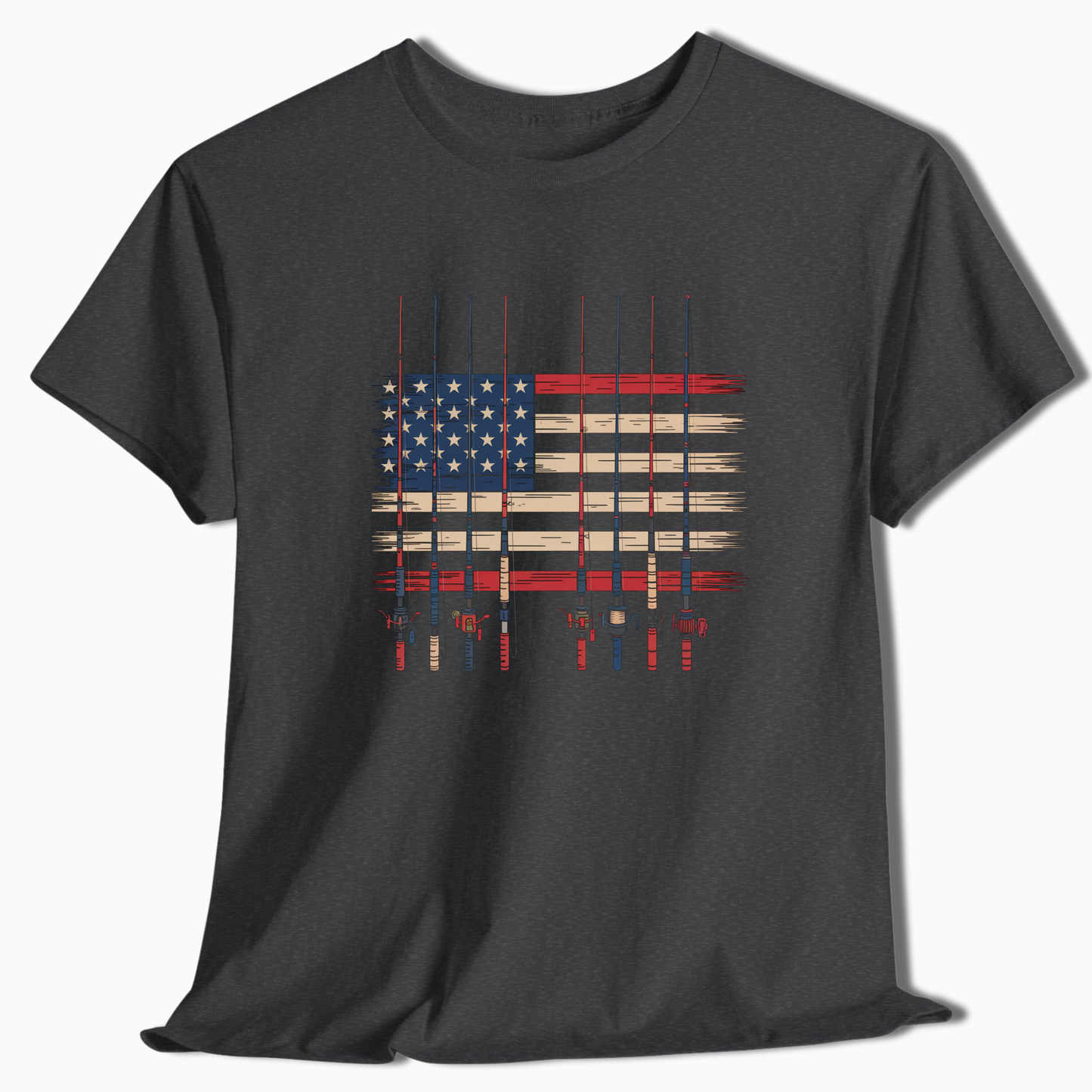 Vintage American Flag Fishing T-Shirt - t211a25