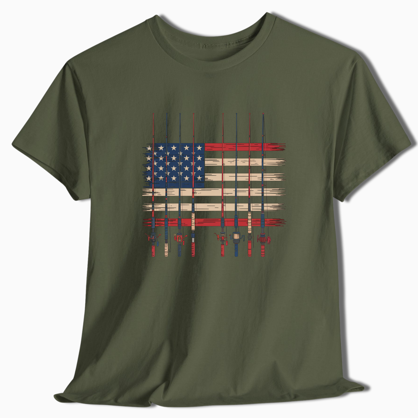 Vintage American Flag Fishing T-Shirt - t211a25