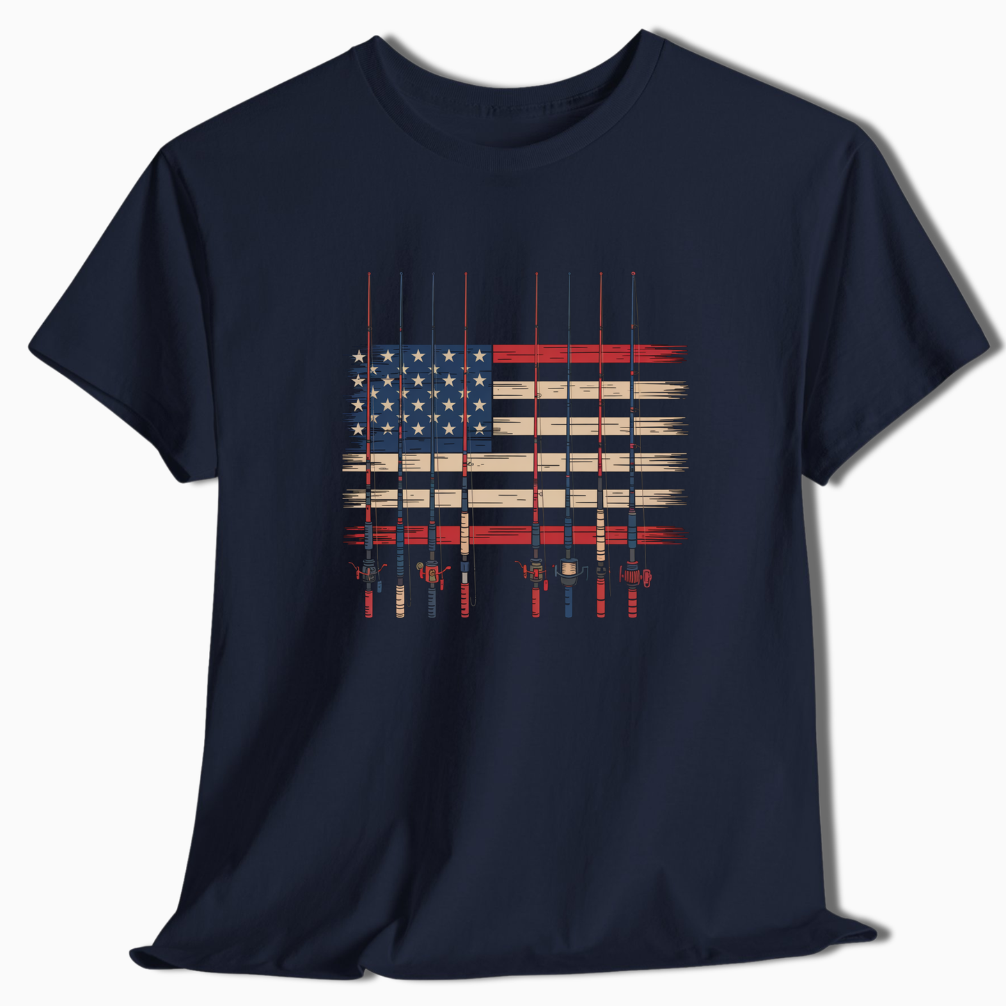 Vintage American Flag Fishing T-Shirt - t211a25