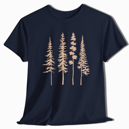 Hiking T-Shirt - 4 Pin Trees Silhouettes - t6a25