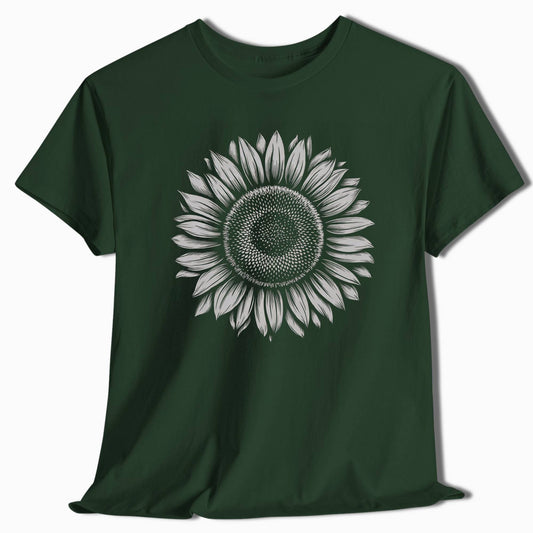 Vintage Sunflower T-Shirt Black and White - t81a25