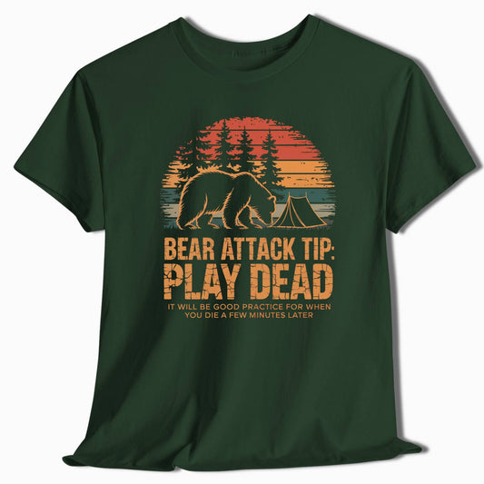 Bear Attack Tip Play Dead T-Shirt - t99a25