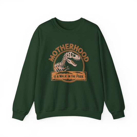 Motherhood Is a Walk in the Park Dinosaur Sweatshirt - t7a25