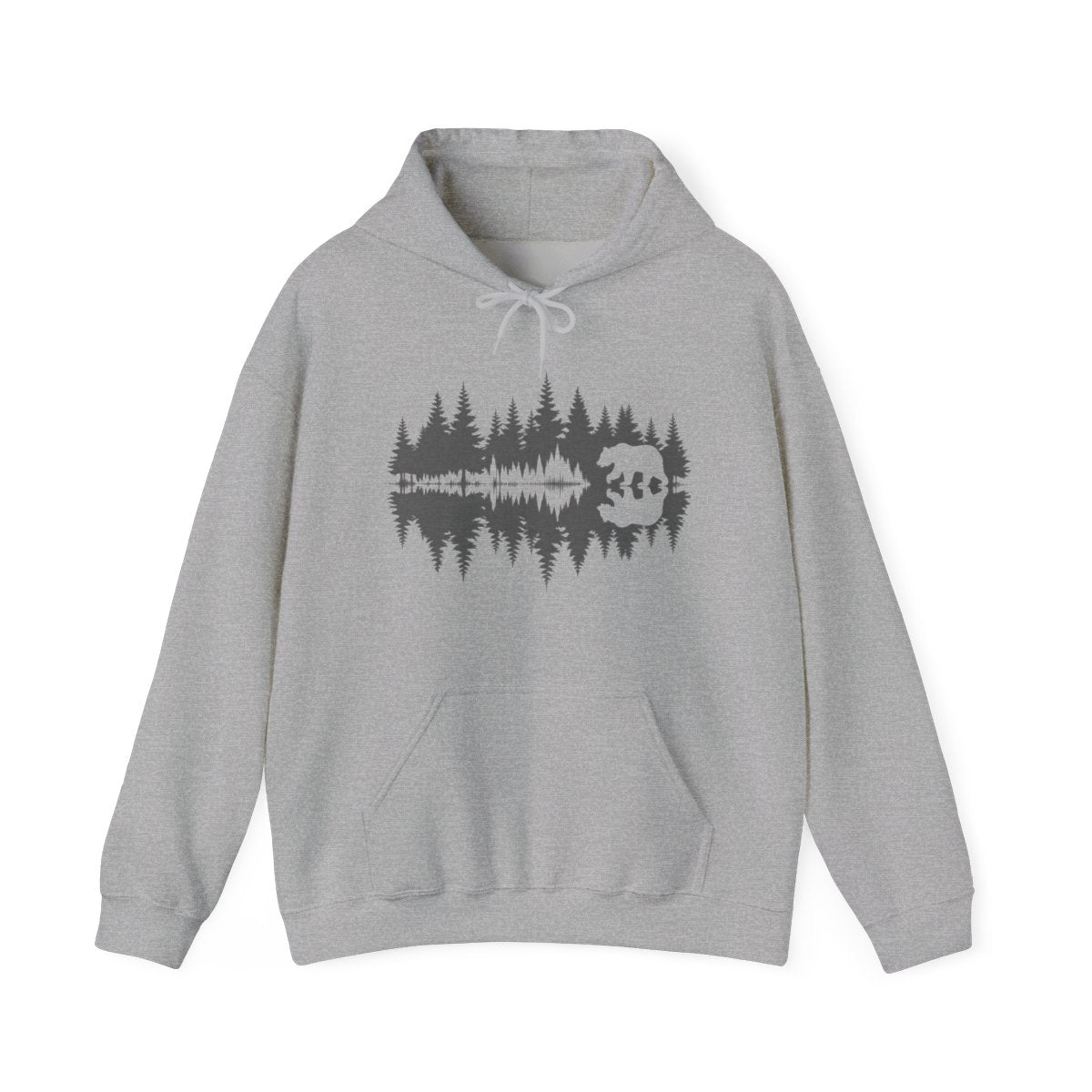 Bear Wilderness Reflection Soundwave Design Hoodie - t68a25