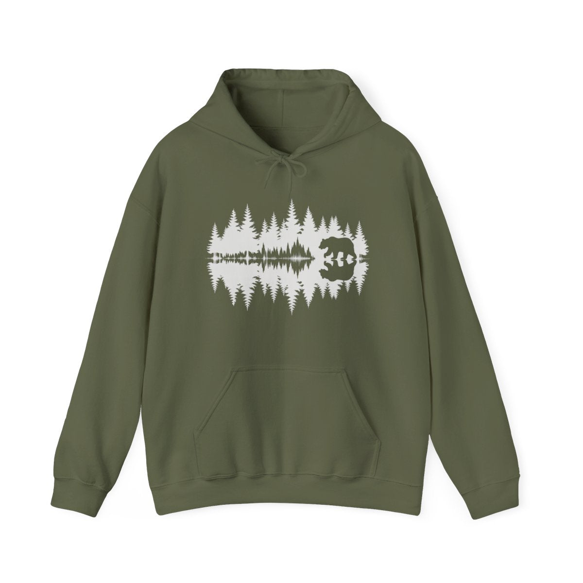 Bear Wilderness Reflection Soundwave Design Hoodie - t68a25