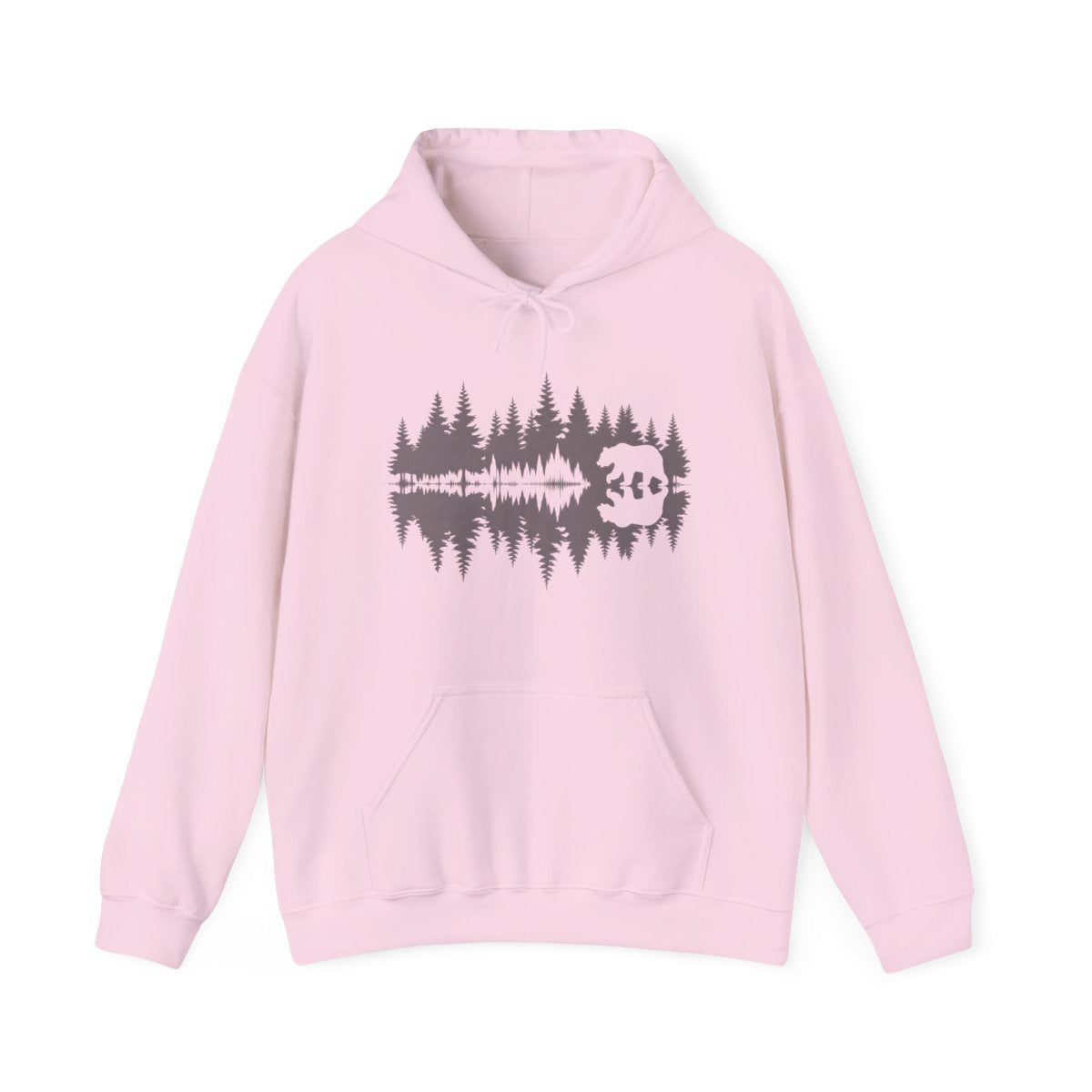 Bear Wilderness Reflection Soundwave Design Hoodie - t68a25