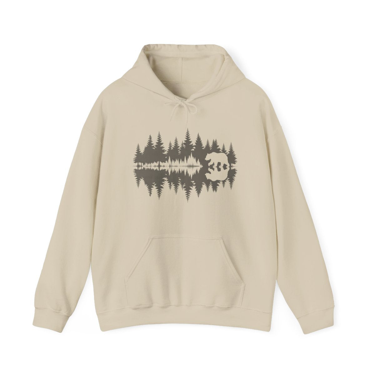 Bear Wilderness Reflection Soundwave Design Hoodie - t68a25