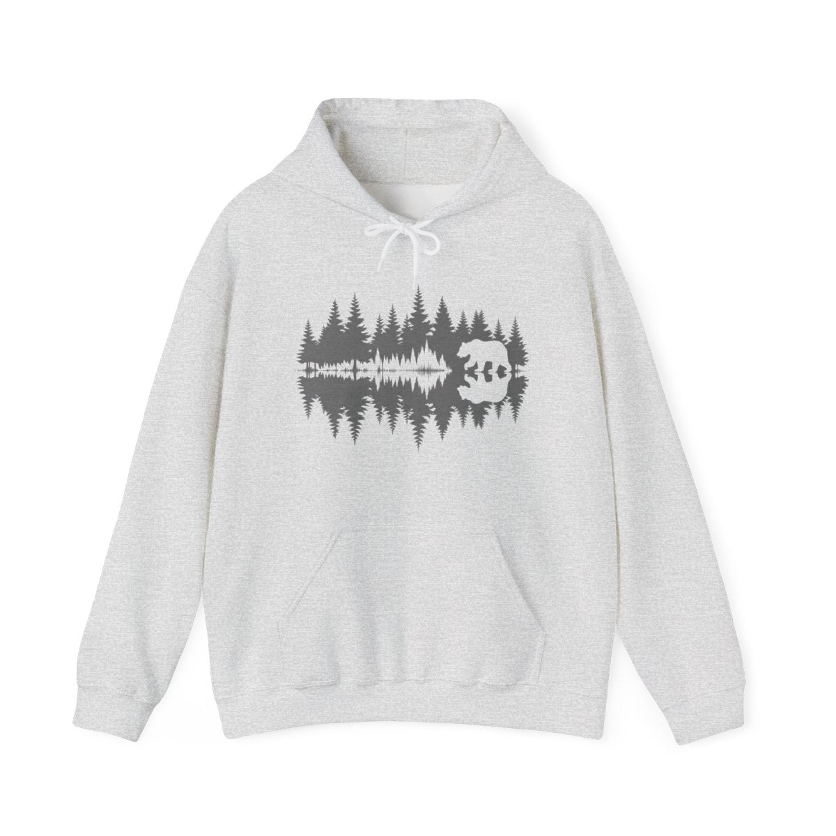 Bear Wilderness Reflection Soundwave Design Hoodie - t68a25