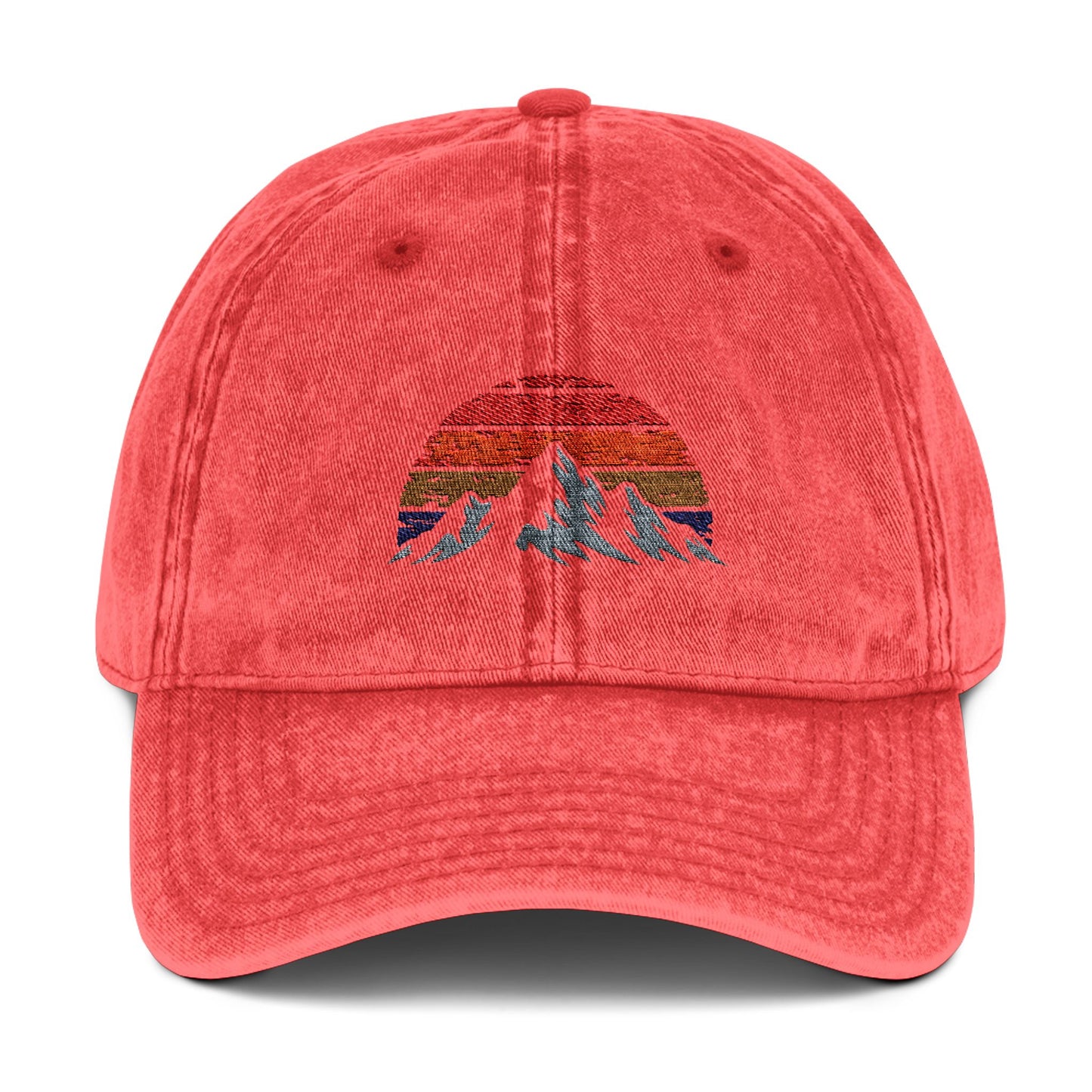 Retro Mountain Sunset Vintage Cap | Outdoor Baseball Hat - t27a25
