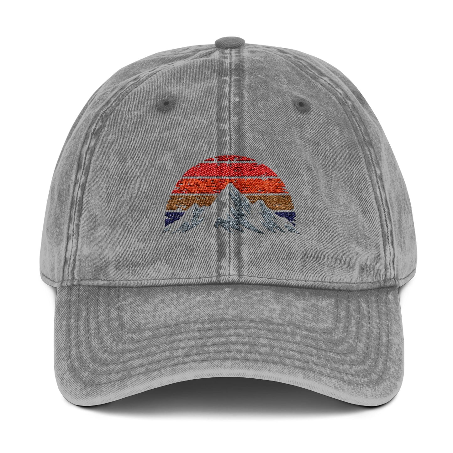 Retro Mountain Sunset Vintage Cap | Outdoor Baseball Hat - t27a25