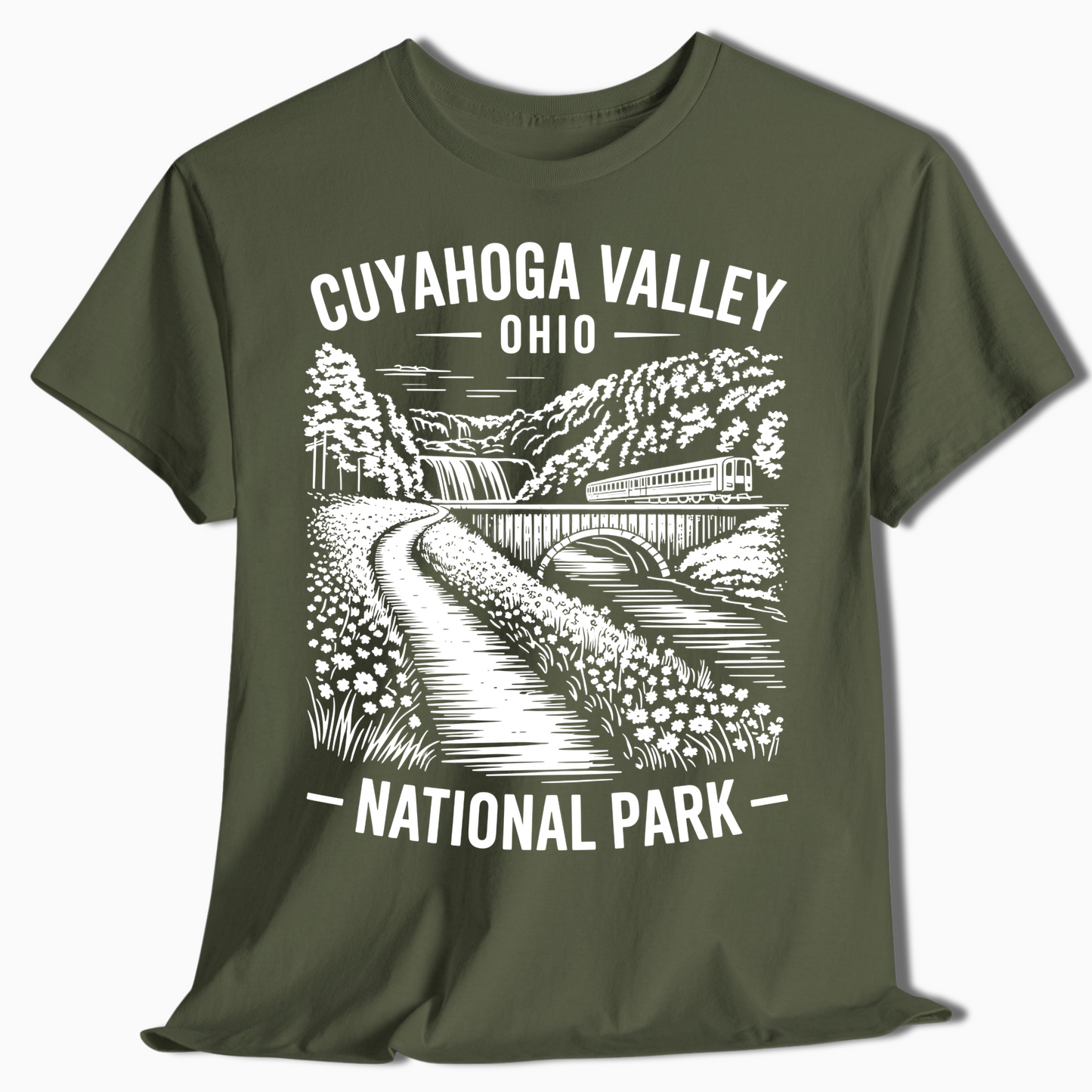 Cuyahoga Valley Waterfall & Train Shirt - Custom Park Tee - t363a25
