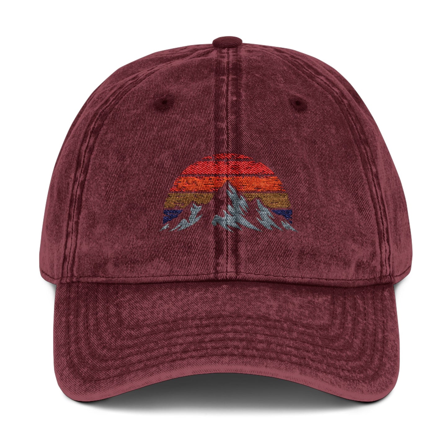 Retro Mountain Sunset Vintage Cap | Outdoor Baseball Hat - t27a25