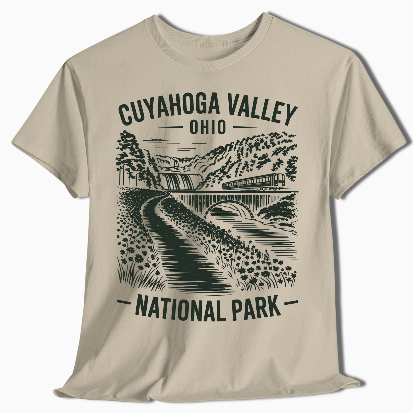 Cuyahoga Valley Waterfall & Train Shirt - Custom Park Tee - t363a25