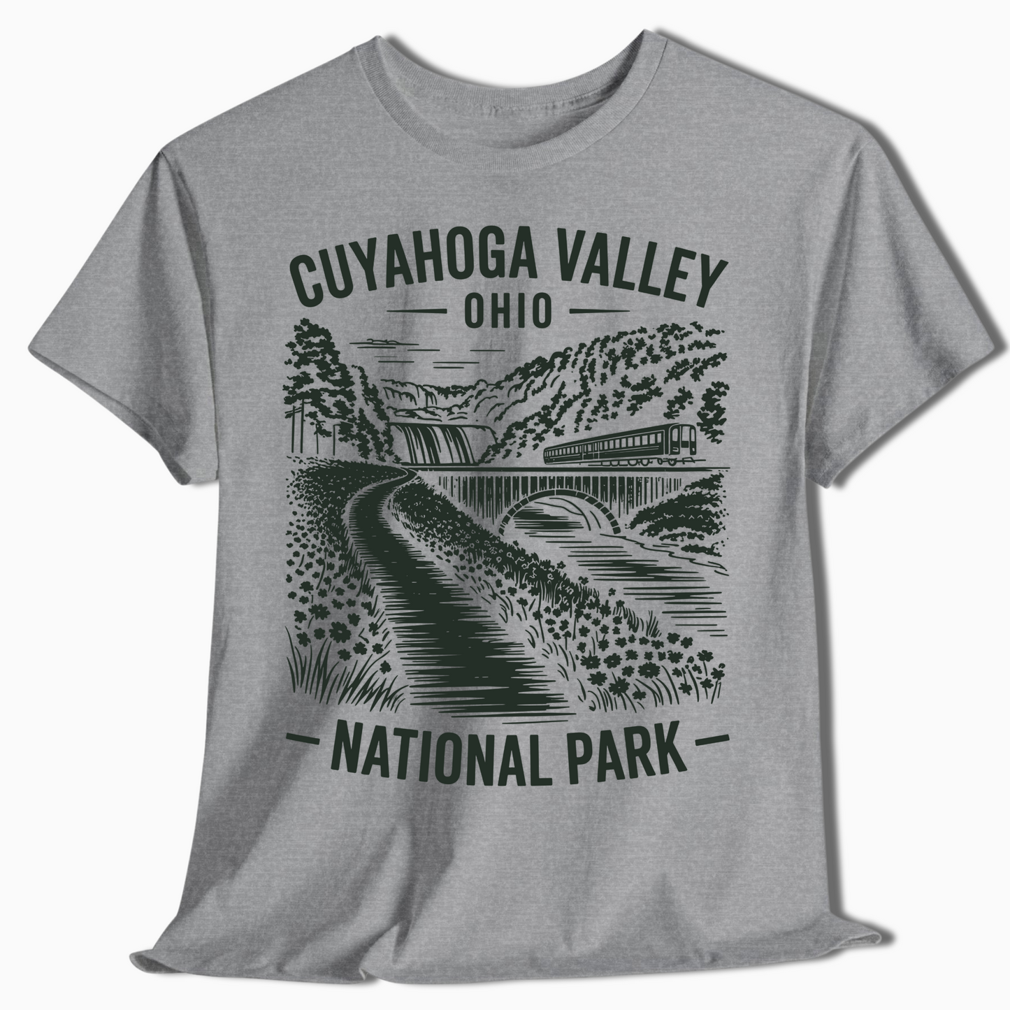 Cuyahoga Valley Waterfall & Train Shirt - Custom Park Tee - t363a25
