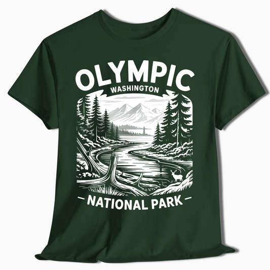 Olympic National Park T-Shirt for Hikers & Campers - Rustic Style - t372a25
