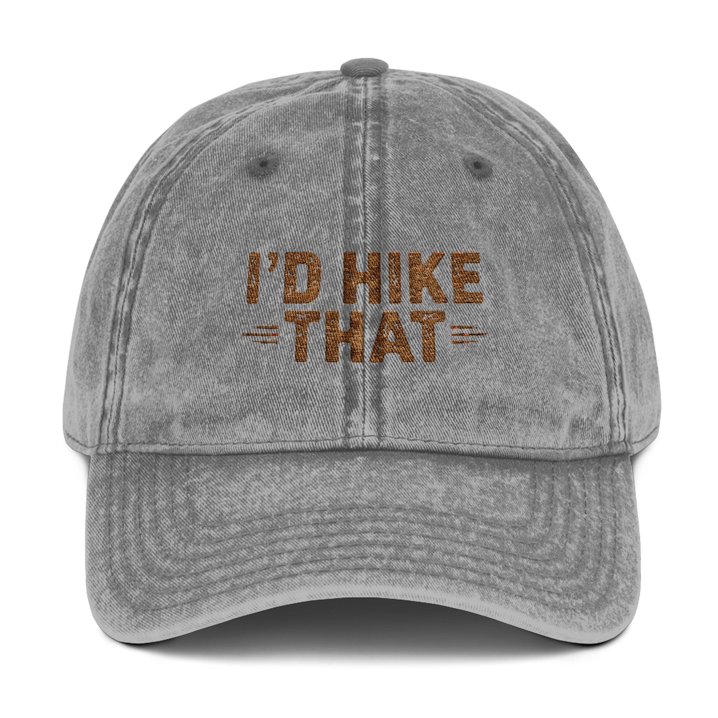 TrekBudo I'd Hike That Vintage Cap - Hiking Baseball Hat - Front View