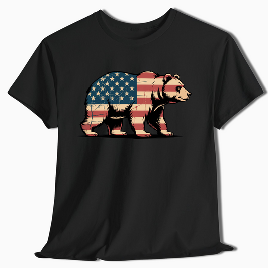 American Flag Bear Patriotic T-Shirt for Outdoor Lovers - t405a25