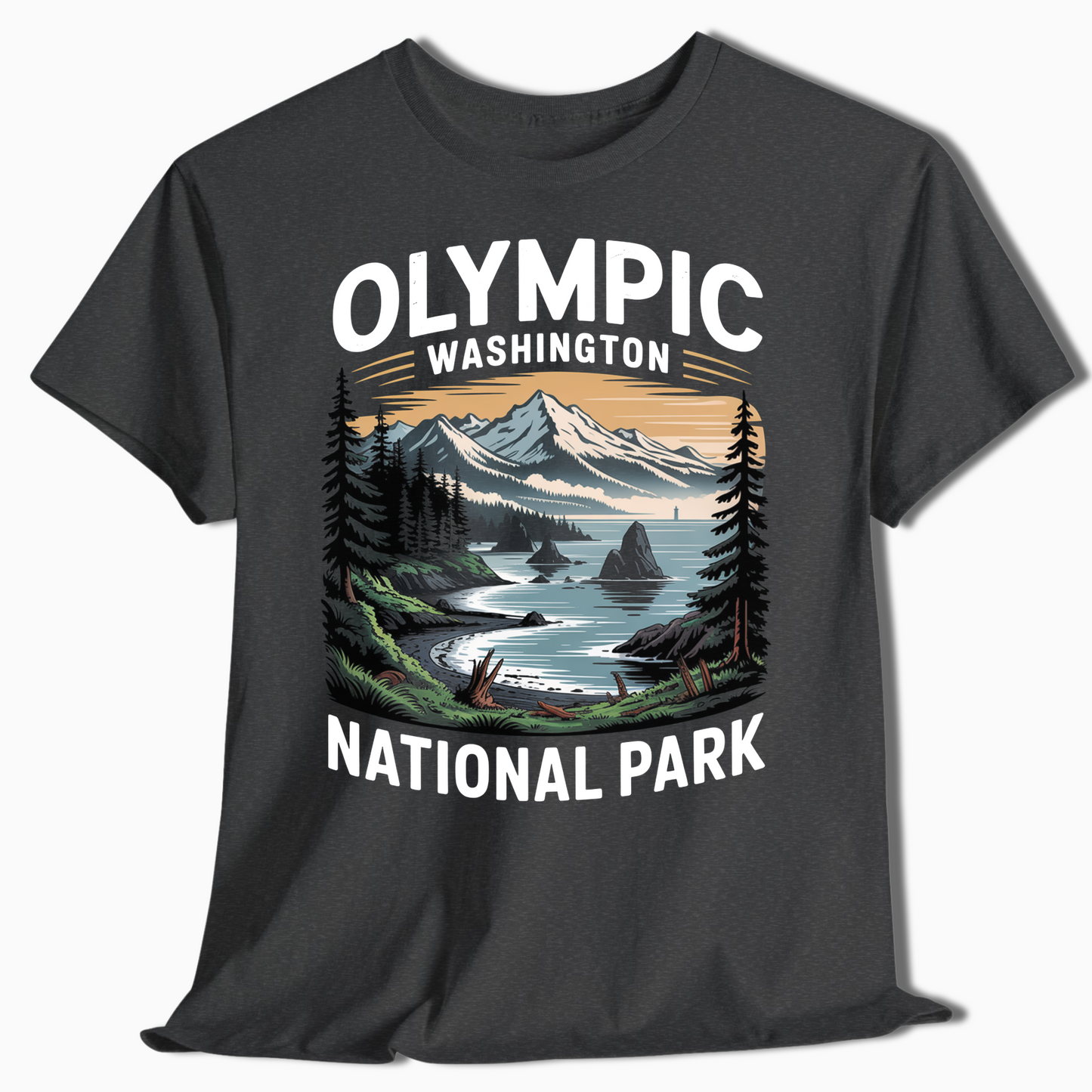 Olympic National Park T-Shirt with Coastal Scene - PNW Gift - t375a25