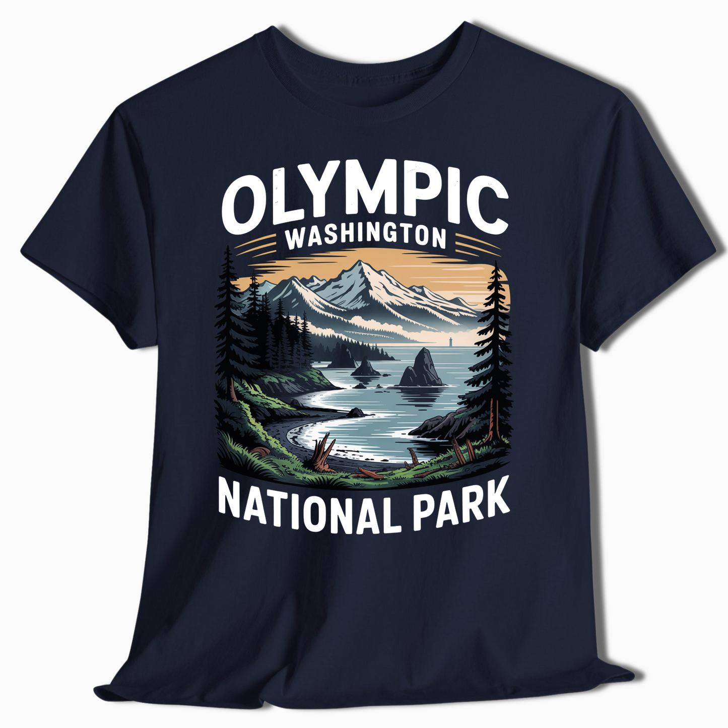 Olympic National Park T-Shirt with Coastal Scene - PNW Gift - t375a25