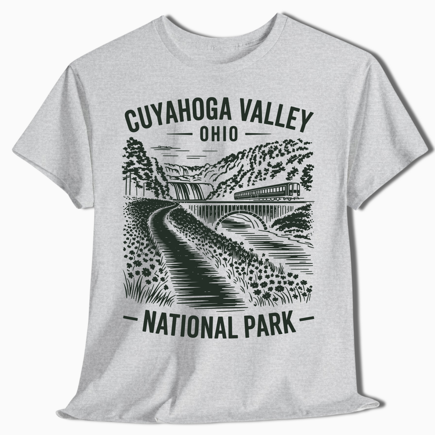 Cuyahoga Valley Waterfall & Train Shirt - Custom Park Tee - t363a25
