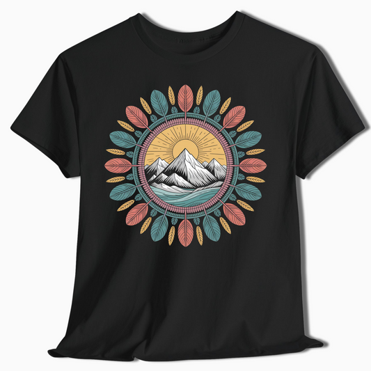 Boho Mountain Mandala Nature T-Shirt - t409a25