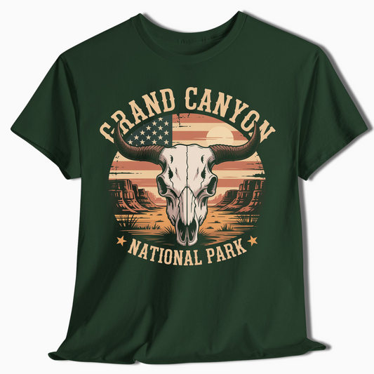 Grand Canyon Skull Patriotic National Park T-Shirt - t401a25