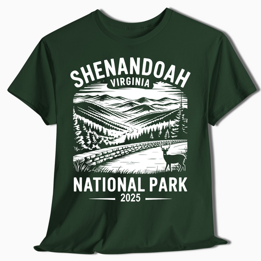 Shenandoah National Park T-Shirt with Deer - Custom 2025 Gift - t345a25