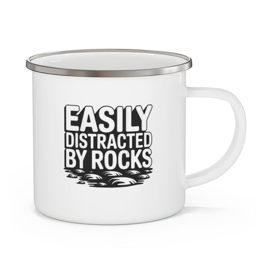 Easily Distracted by Rocks Graphic Camping Mug for Rock Collectors - t410a25