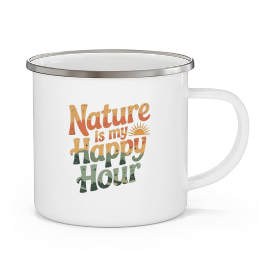 Nature is My Happy Hour Mug - Retro Camping Gift - t165a25