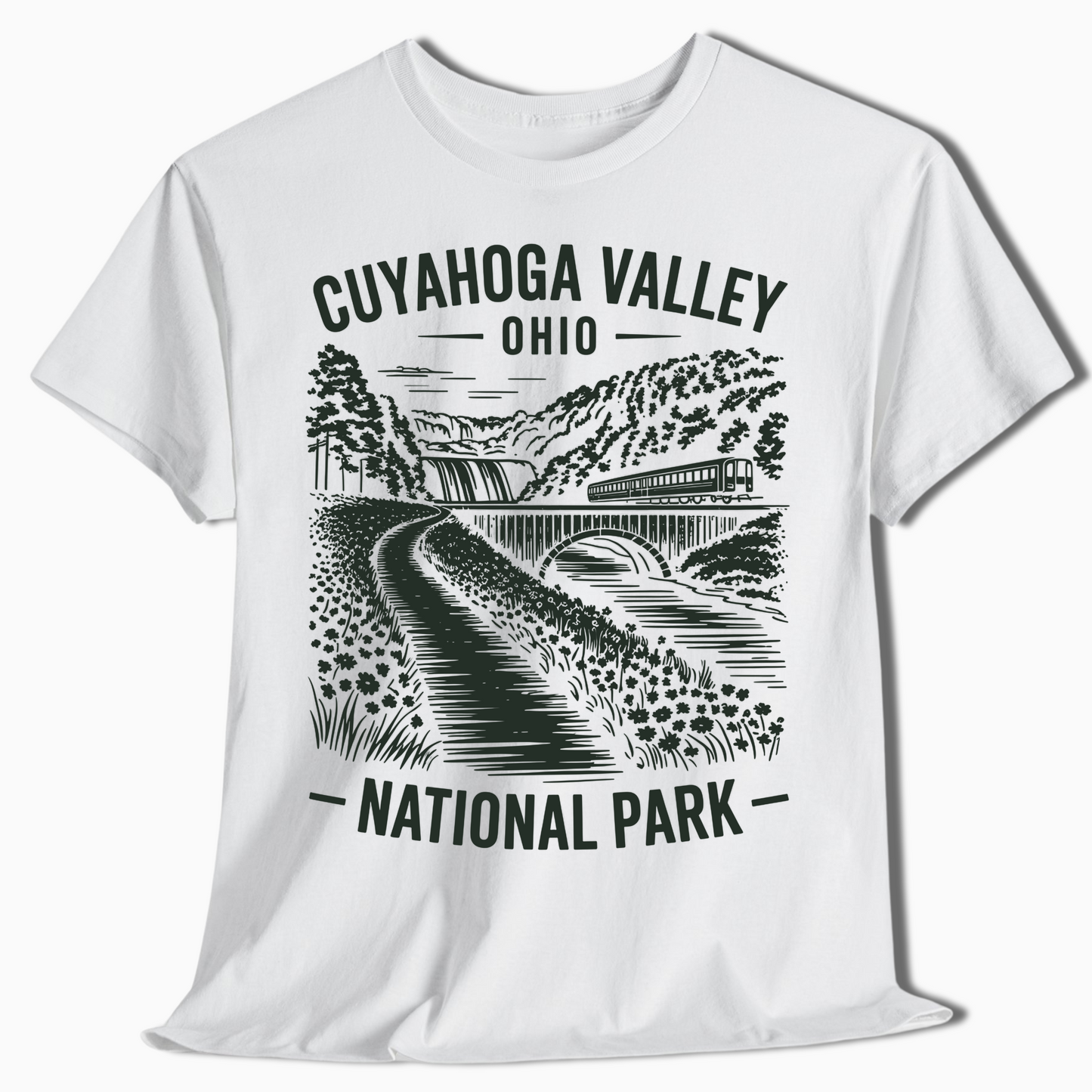 Cuyahoga Valley Waterfall & Train Shirt - Custom Park Tee - t363a25