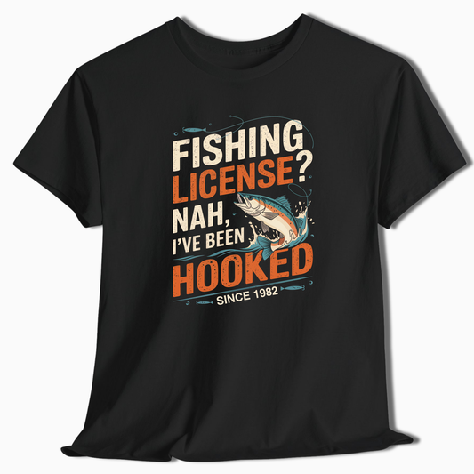 Custom Birth Year Fishing T-Shirt - Hooked Since - t103a25