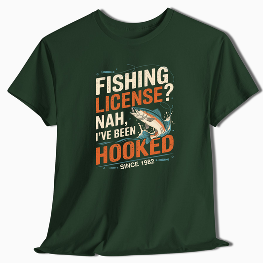 Custom Birth Year Fishing T-Shirt - Hooked Since - t103a25