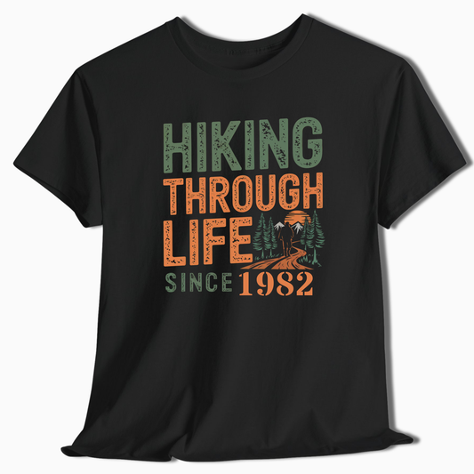 Personalized Hiking Through Life Since T-Shirt - Custom Outdoor Tee - t107a25