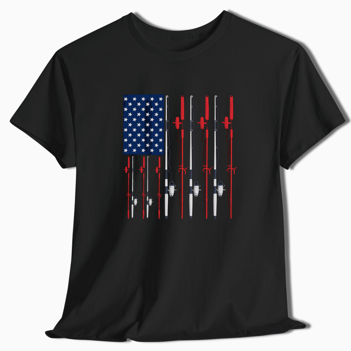 American Flag Fishing Rod T-Shirt - t209a25