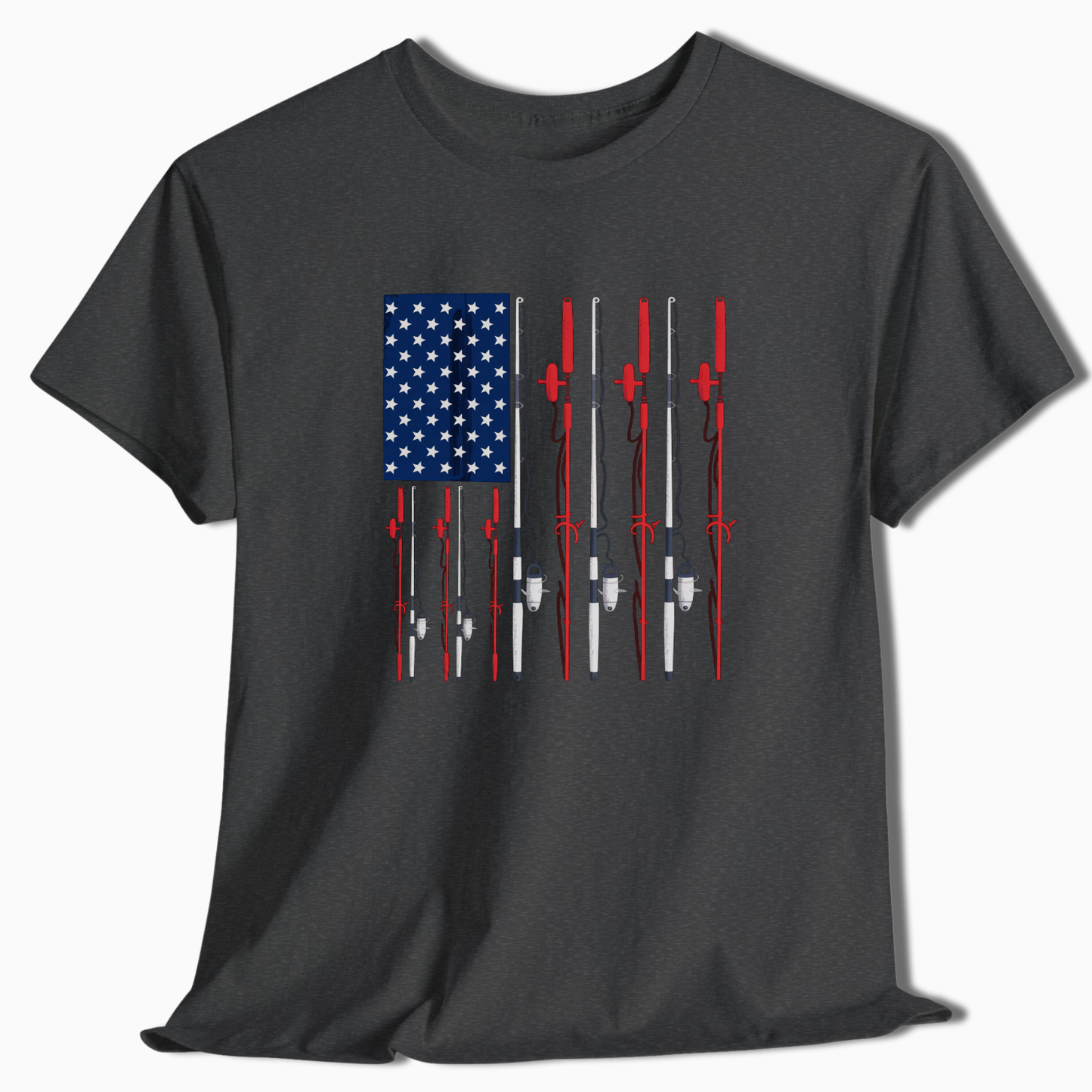 American Flag Fishing Rod T-Shirt - t209a25