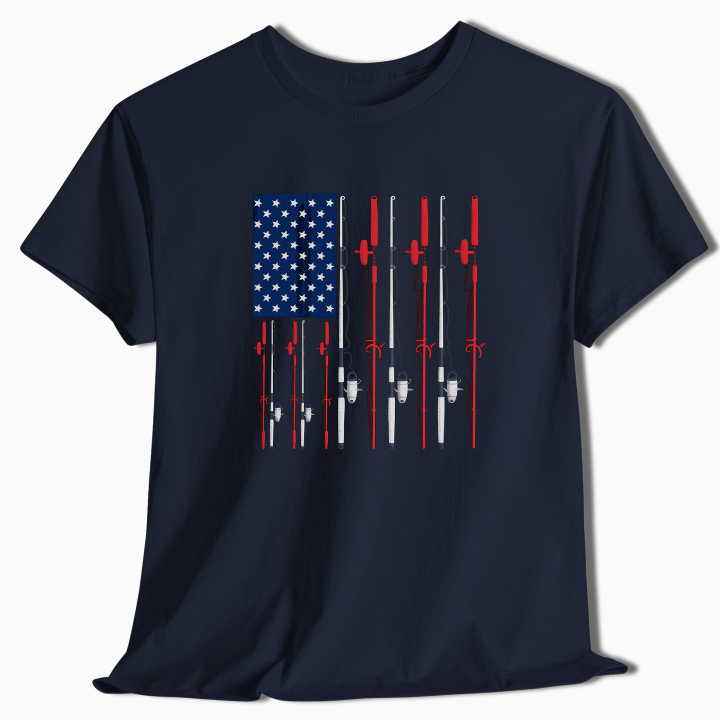 American Flag Fishing Rod T-Shirt - t209a25