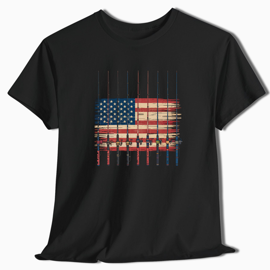 Distressed American Flag Fishing T-Shirt - t210a25
